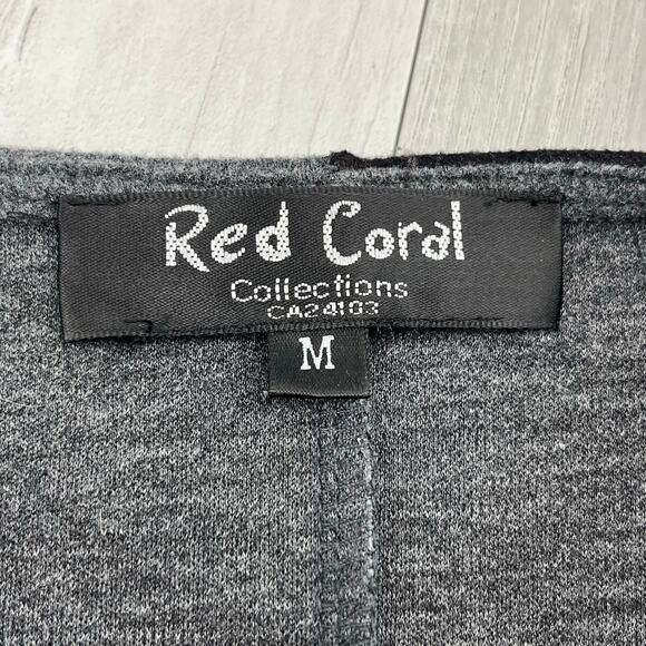 Red Coral Contrast Water Scene Print Half Sleeve Oversized Flowy Blouse Shirt - Picture 3 of 9